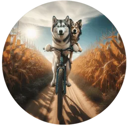 Two Dogs on Bicycle  token logo